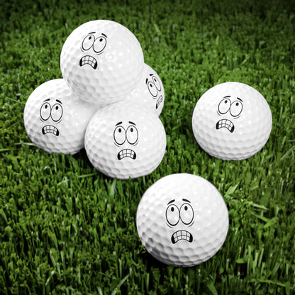 Funny Golfer Gifts  Accessories 1.7" / 6 pcs Funny Scared Face Golf Balls, 6 Piece Set