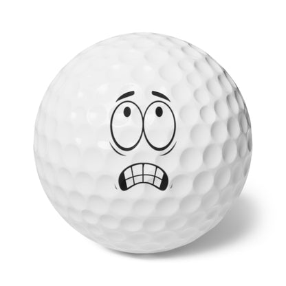 Funny Golfer Gifts  Accessories 1.7" / 6 pcs Funny Scared Face Golf Balls, 6 Piece Set