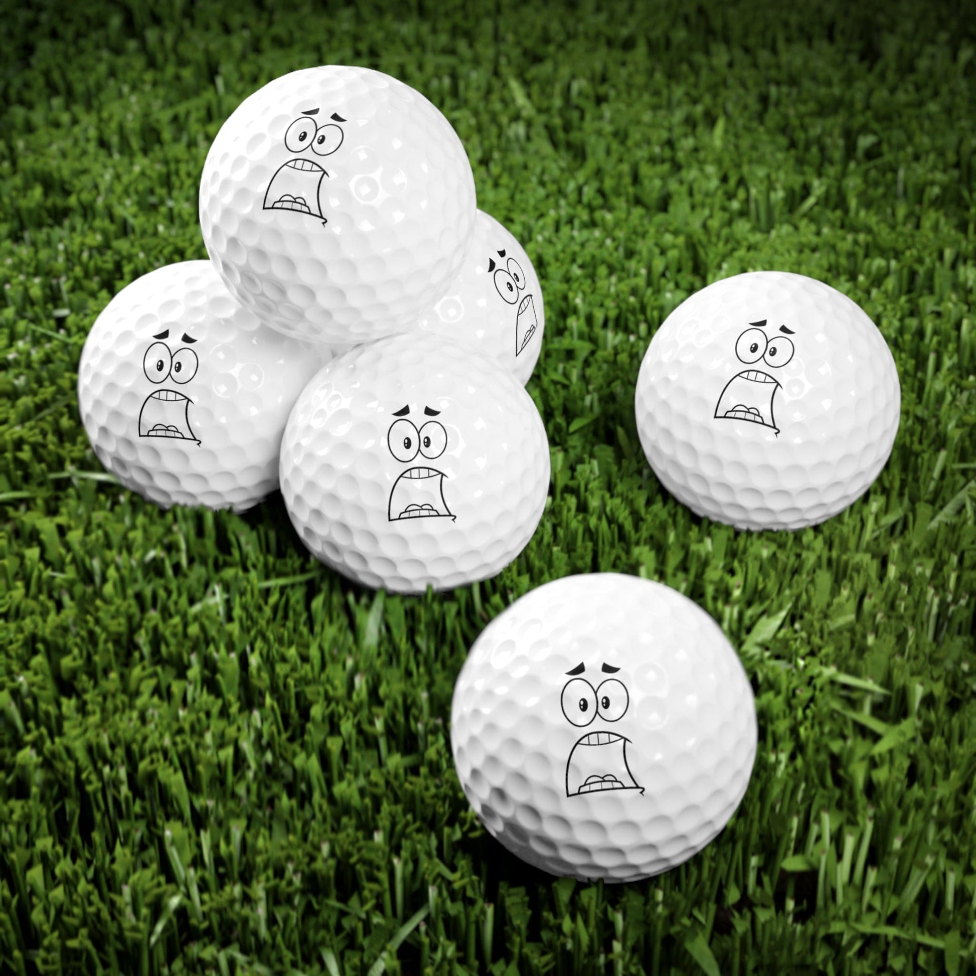 Funny Golfer Gifts  Accessories 1.7" / 6 pcs Funny Surprised Face Golf Balls, 6 Piece Set