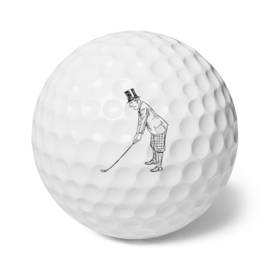 Funny Golfer Gifts  Accessories 1.7" / 6 pcs Old Time Golfer Golf Balls, 6 Piece Set