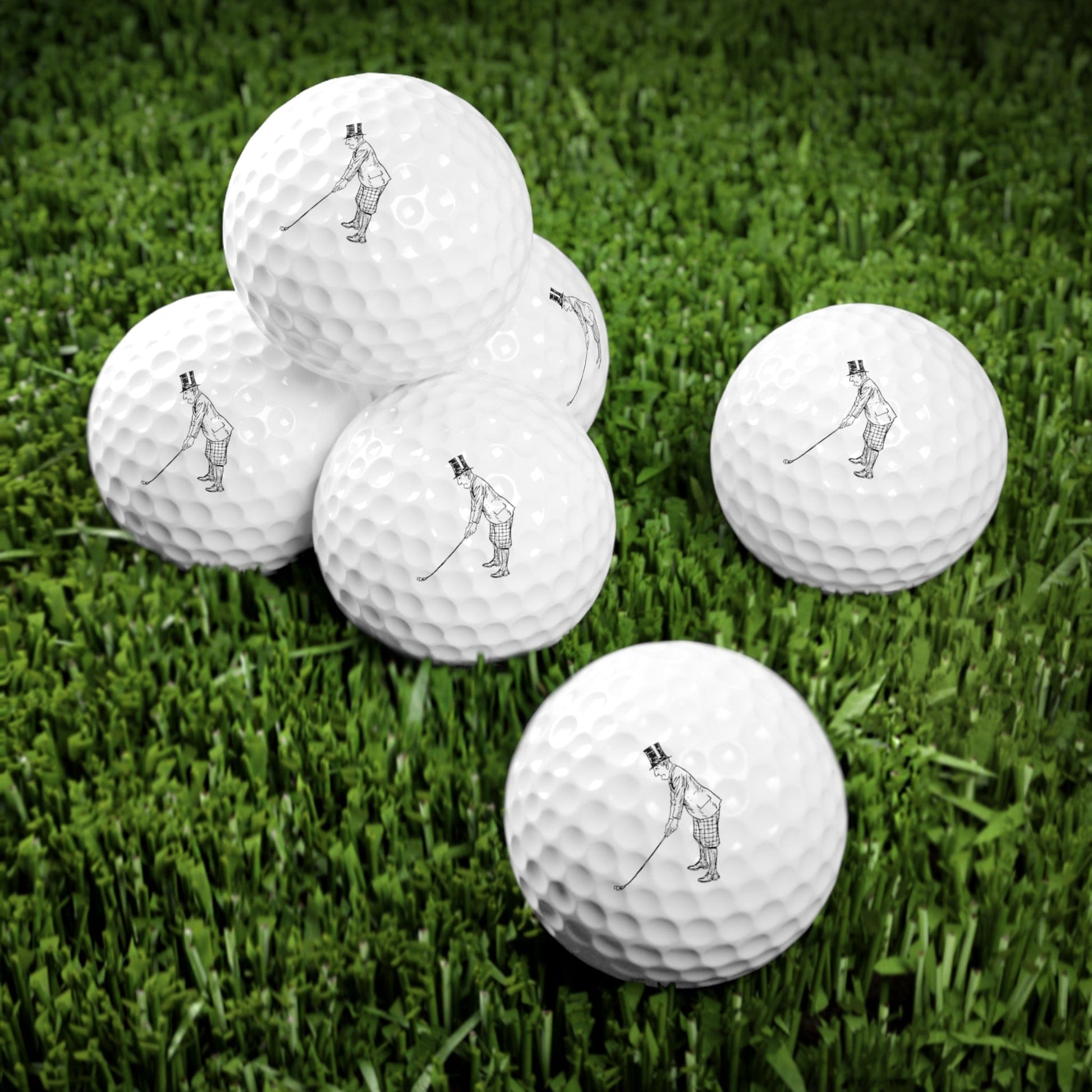 Funny Golfer Gifts  Accessories 1.7" / 6 pcs Old Time Golfer Golf Balls, 6 Piece Set