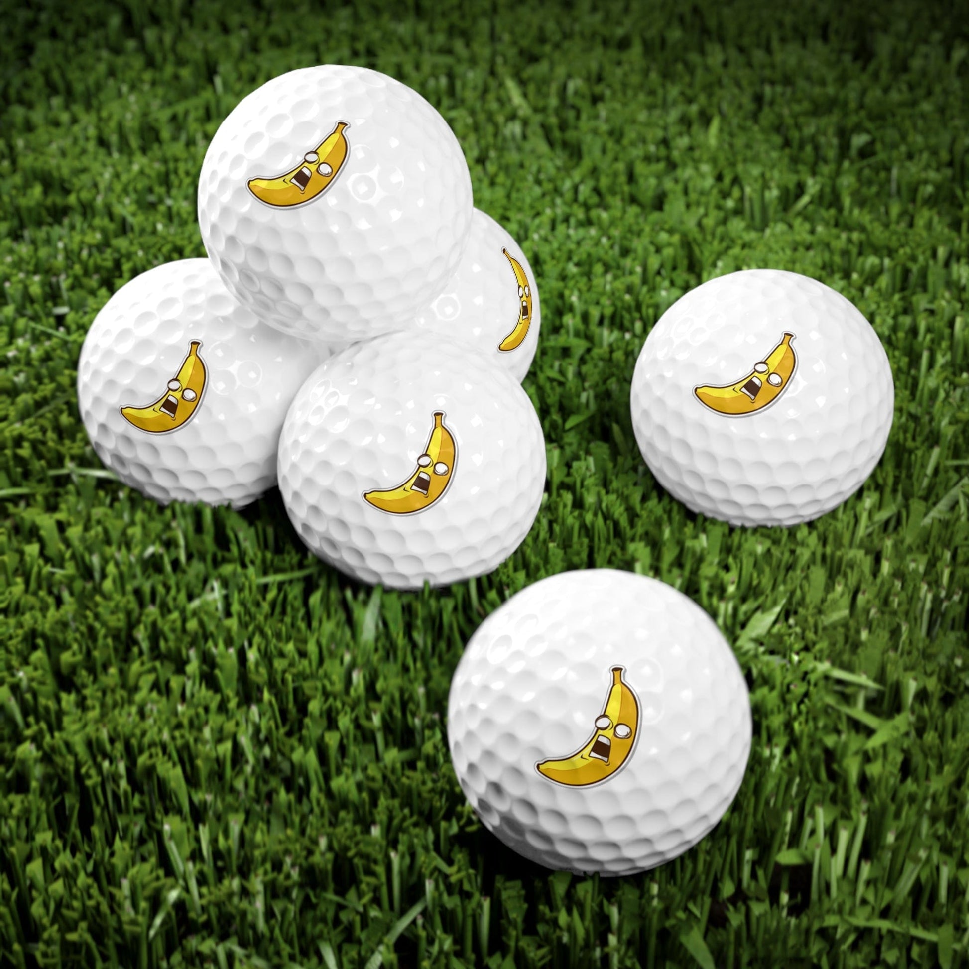 Funny Golfer Gifts  Accessories 1.7" / 6 pcs Scared Banana Golf Balls, 6 Piece Set