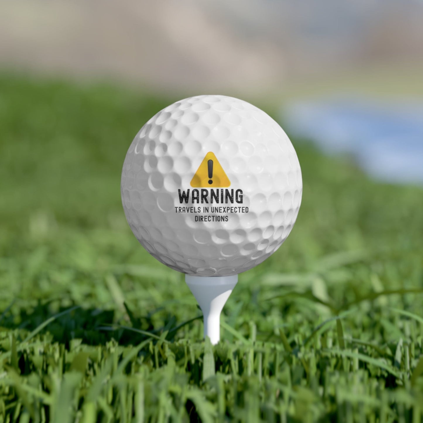 Funny Golfer Gifts  Accessories 1.7" / 6 pcs Warning Travels In Unexpected Directions Golf Balls, 6 Piece Set