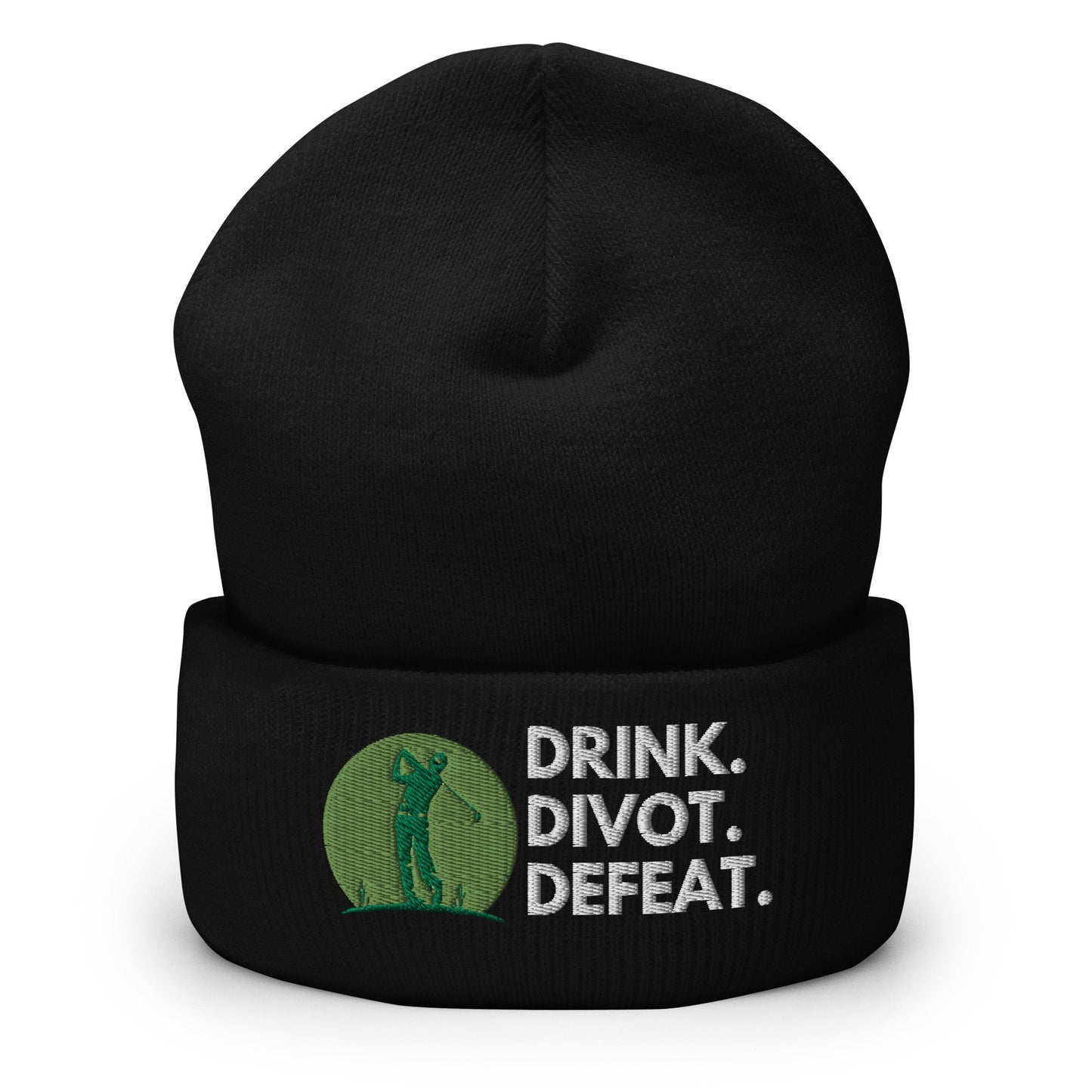 Funny Golfer Gifts  Beanie Black Drink. Divot. Defeat Beanie