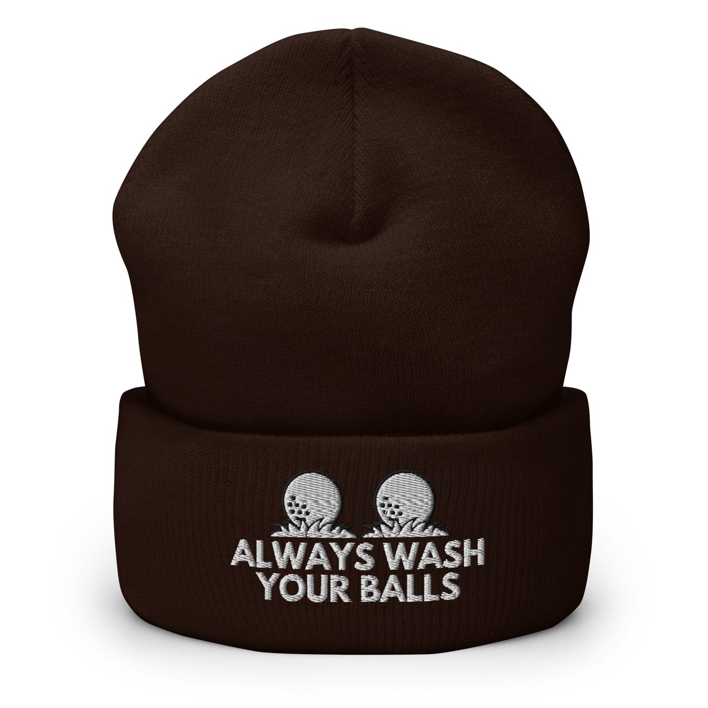 Funny Golfer Gifts  Beanie Brown Always Wash Your Balls Hat Beanie