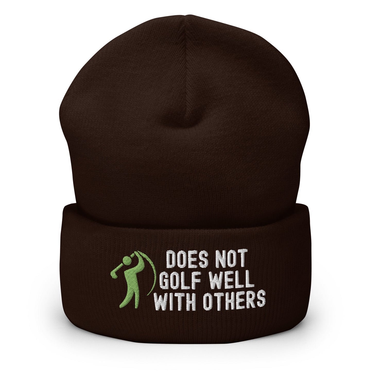 Funny Golfer Gifts  Beanie Brown Does Not Golf Well With Others Beanie