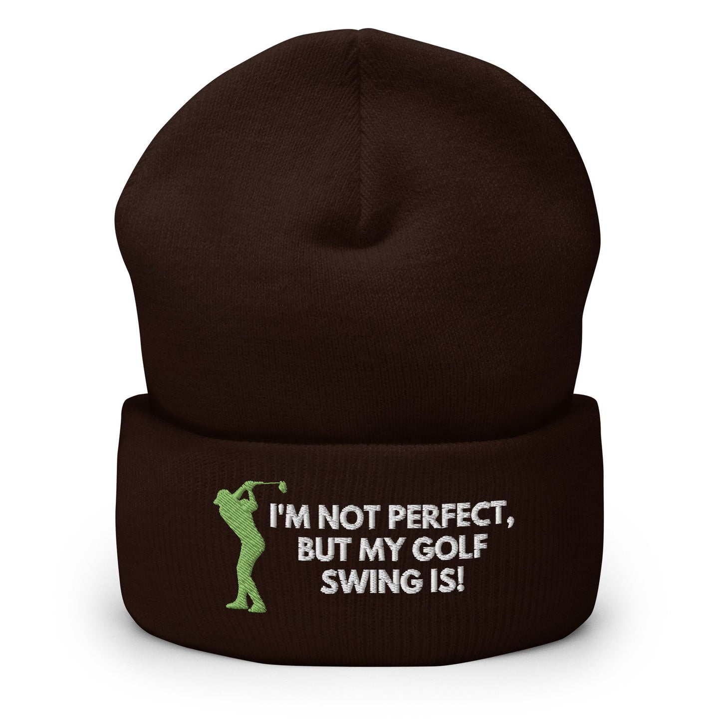 Funny Golfer Gifts  Beanie Brown I'm Not Perfect But My Golf Swing Is Hat Beanie