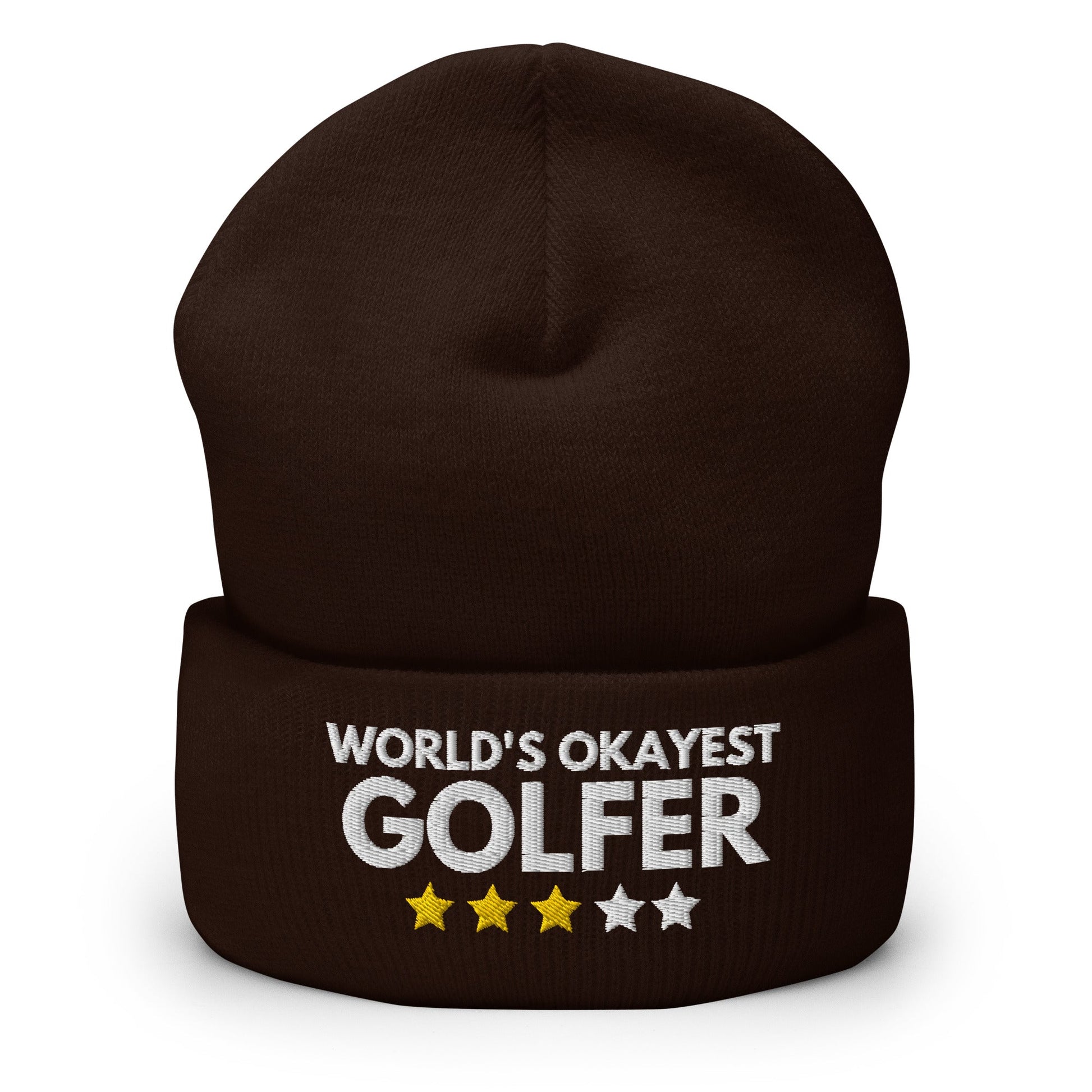 Funny Golfer Gifts  Beanie Brown Worlds Okayest Golfer Hat Beanie