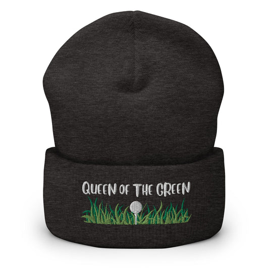 Funny Golfer Gifts  Beanie Dark Grey Queen Of The Green Beanie