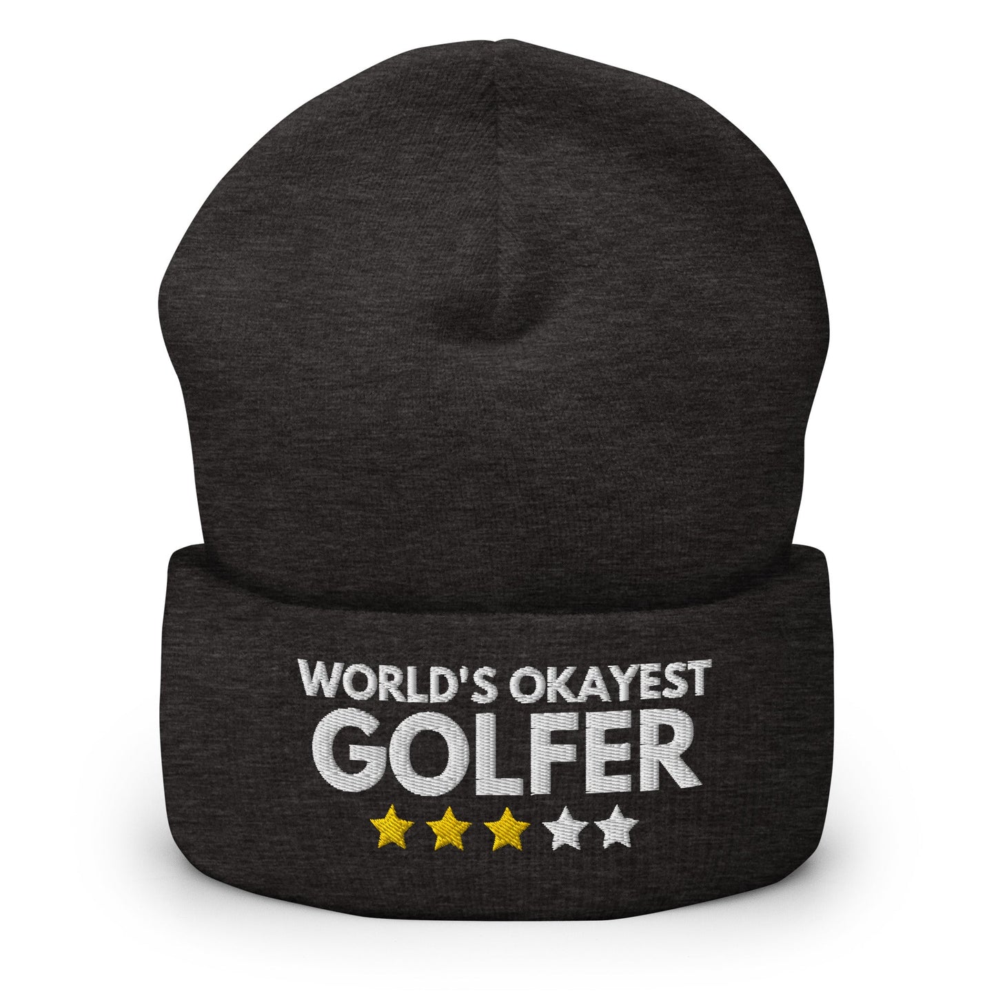 Funny Golfer Gifts  Beanie Dark Grey Worlds Okayest Golfer Hat Beanie