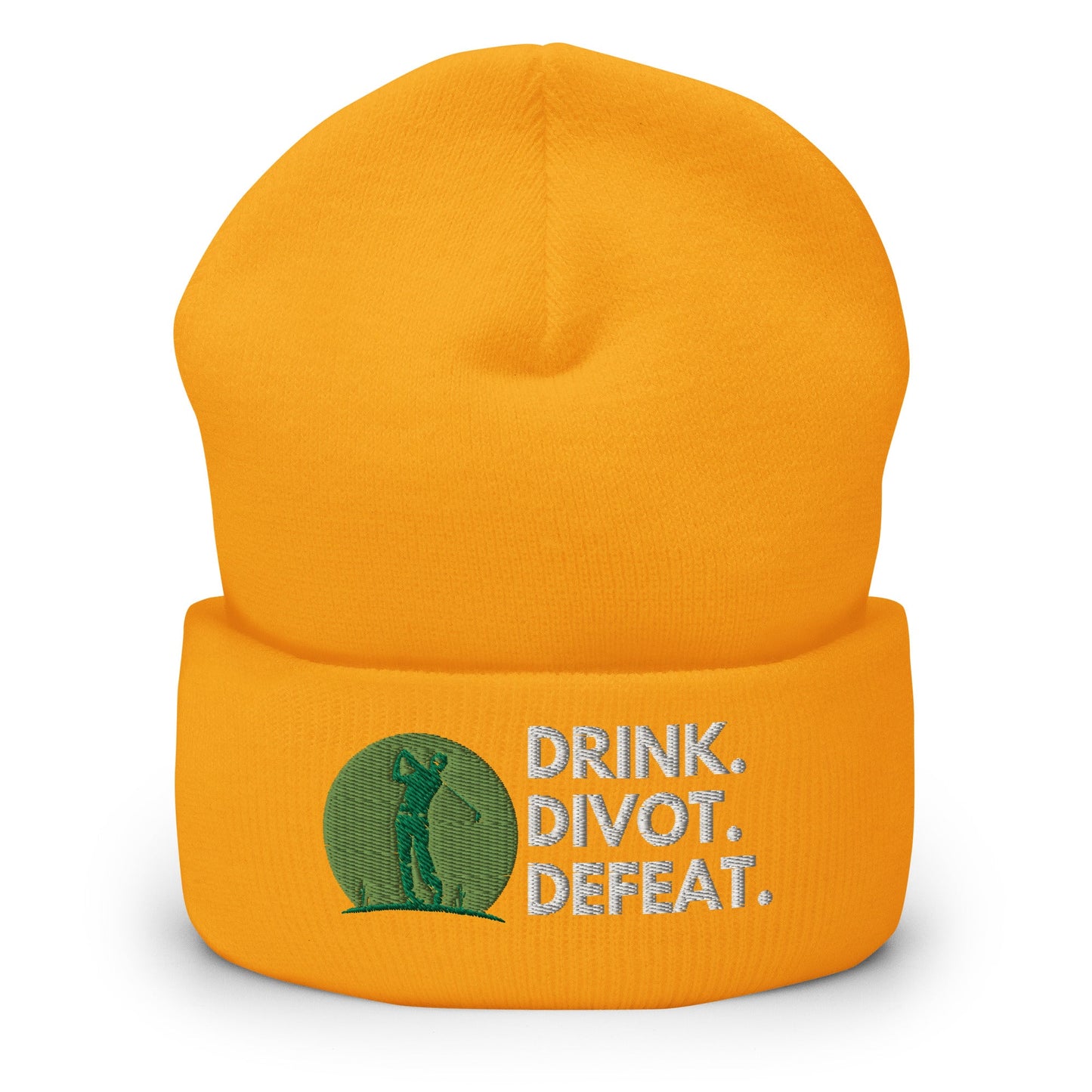 Funny Golfer Gifts  Beanie Gold Drink. Divot. Defeat Beanie