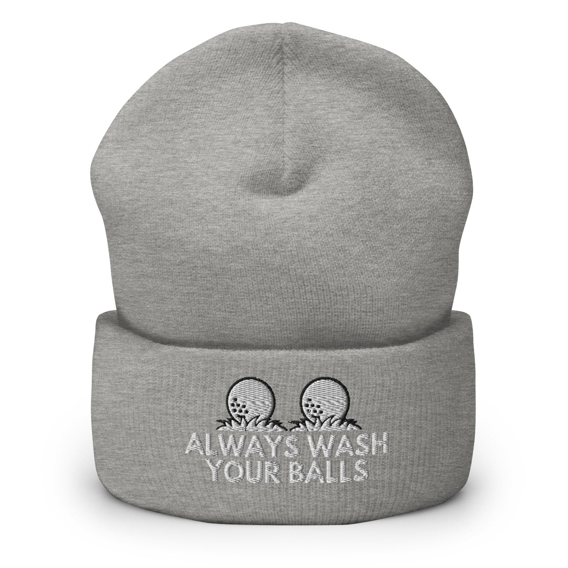 Funny Golfer Gifts  Beanie Heather Grey Always Wash Your Balls Hat Beanie