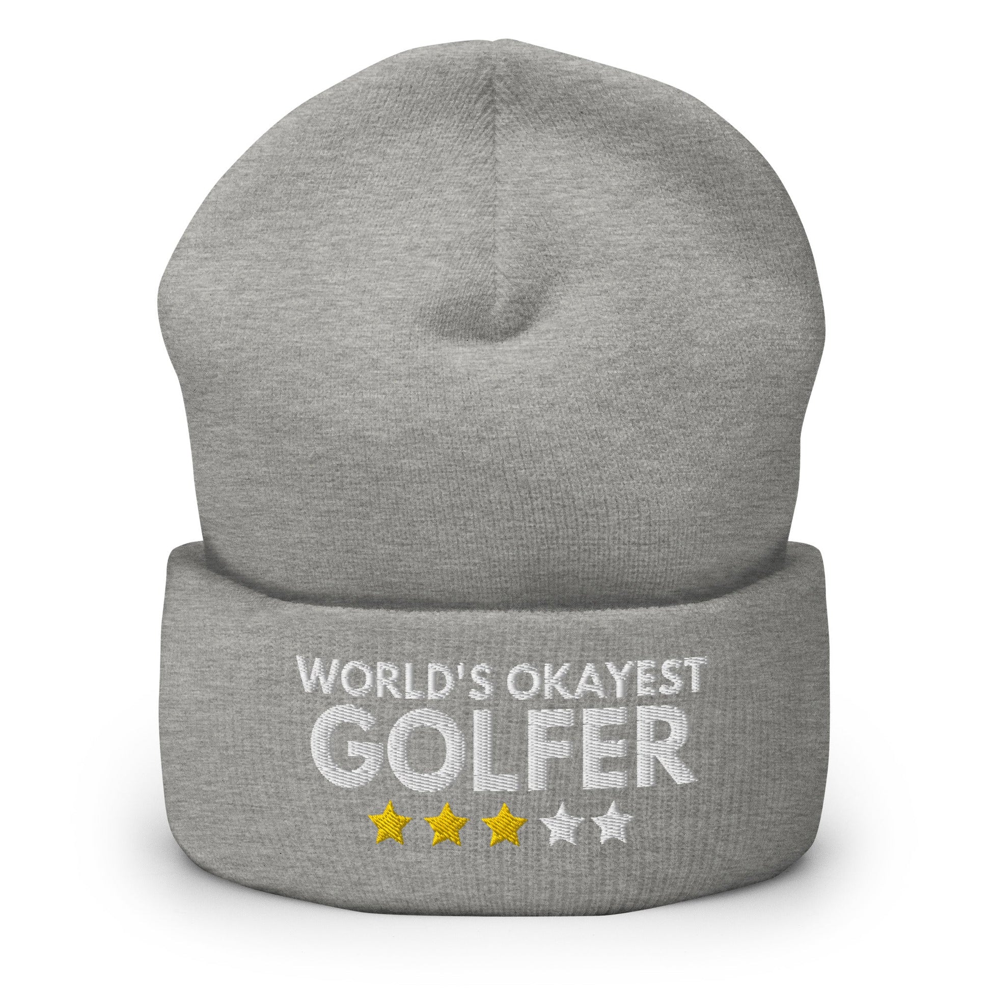Funny Golfer Gifts  Beanie Heather Grey Worlds Okayest Golfer Hat Beanie