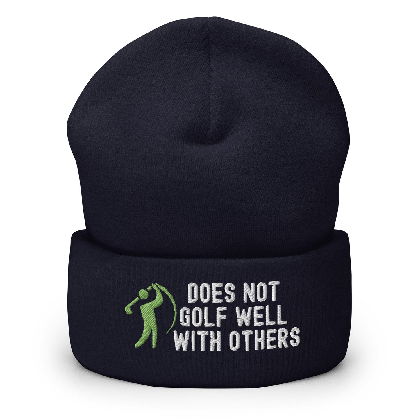 Funny Golfer Gifts  Beanie Navy Does Not Golf Well With Others Beanie