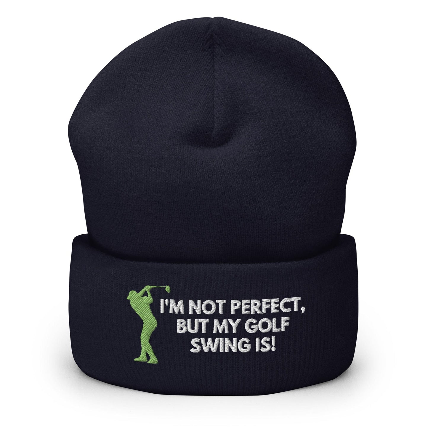 Funny Golfer Gifts  Beanie Navy I'm Not Perfect But My Golf Swing Is Hat Beanie