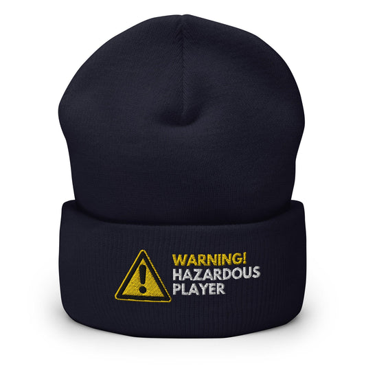 Funny Golfer Gifts  Beanie Navy Warning Hazardous Player Beanie