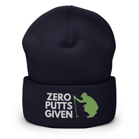 Funny Golfer Gifts  Beanie Navy Zero Putts Given Hat Beanie