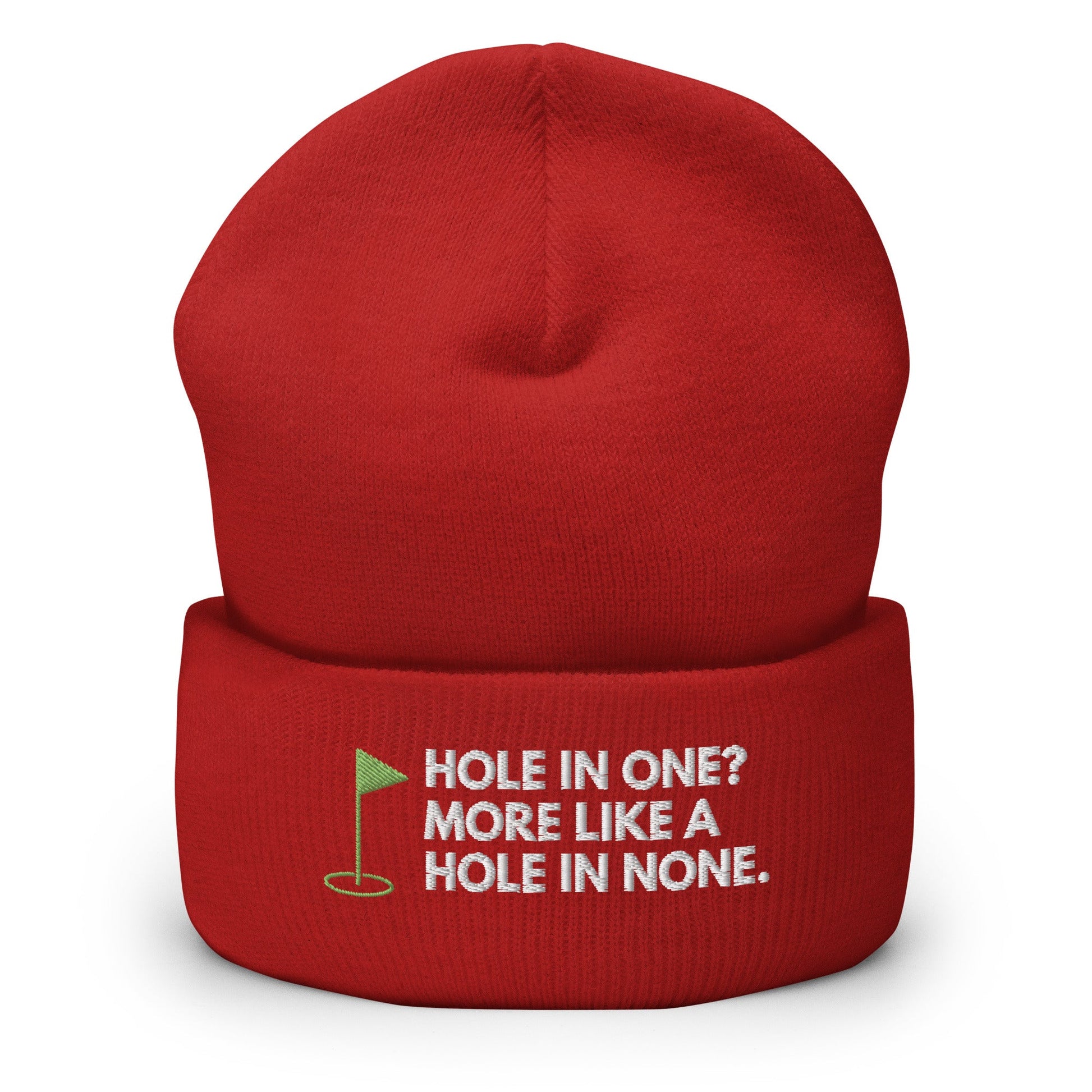 Funny Golfer Gifts  Beanie Red Hole In One More Like Hole In None Hat Beanie