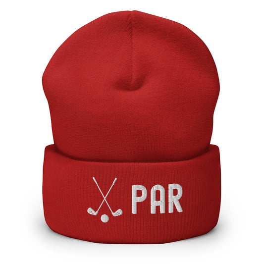 Funny Golfer Gifts  Beanie Red Par Golf Club Golfball Beanie