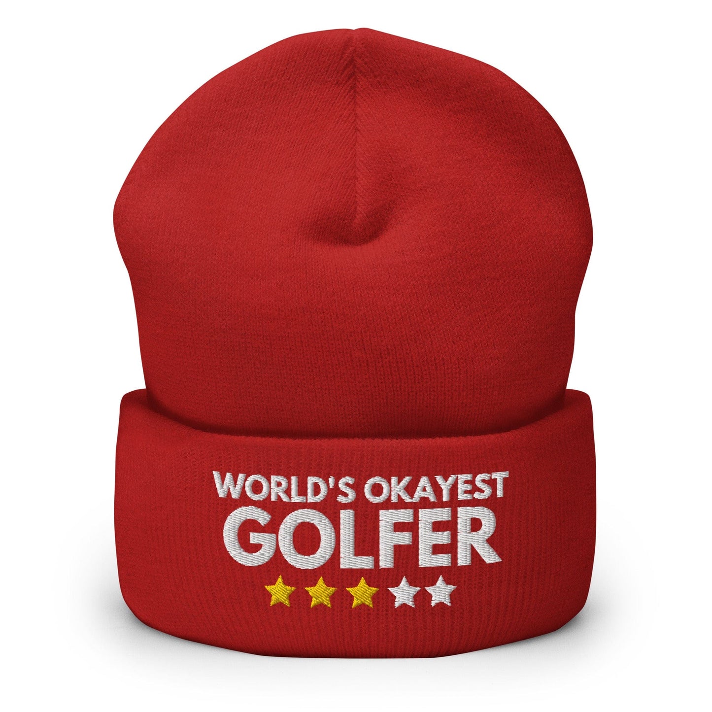 Funny Golfer Gifts  Beanie Red Worlds Okayest Golfer Hat Beanie
