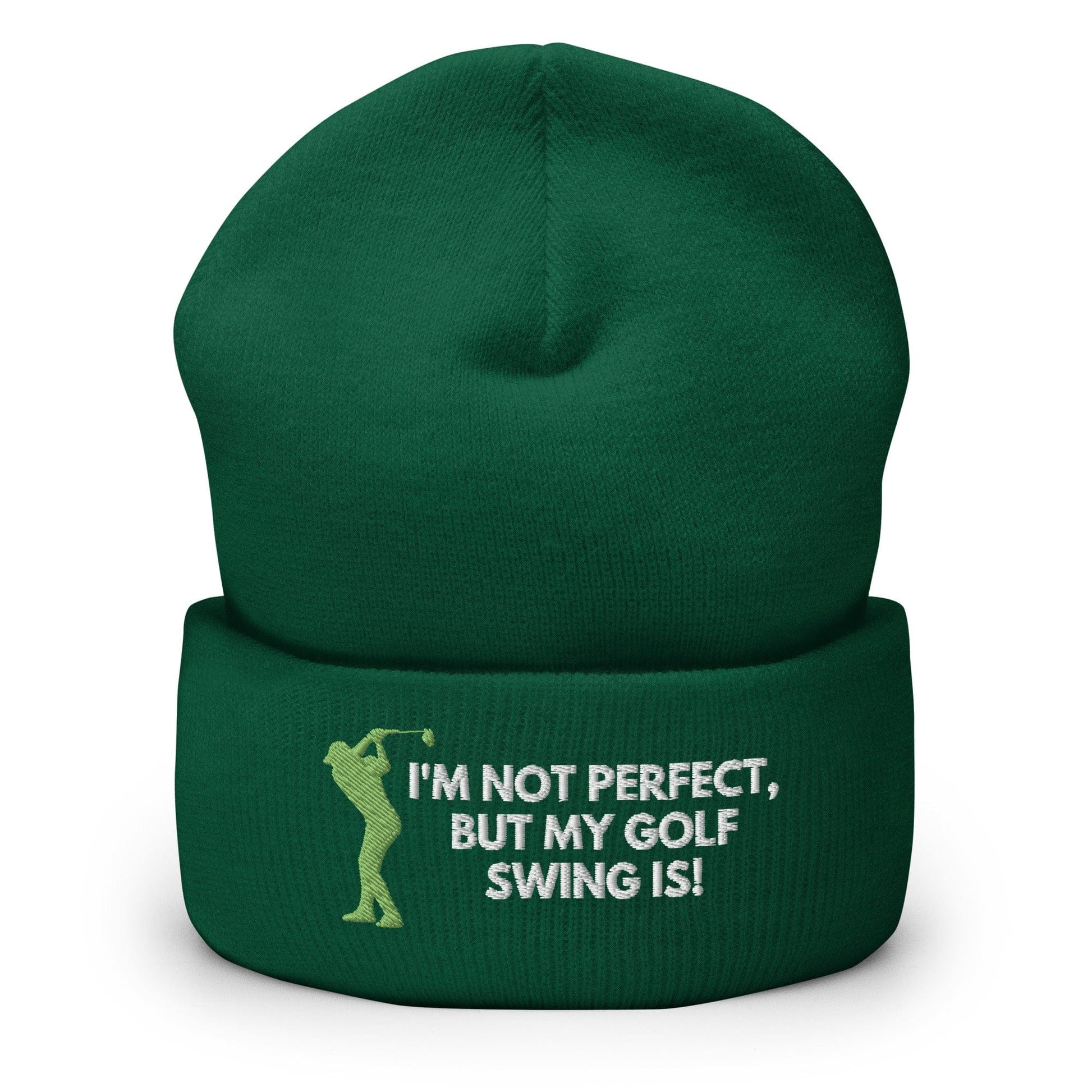 Funny Golfer Gifts  Beanie Spruce I'm Not Perfect But My Golf Swing Is Hat Beanie