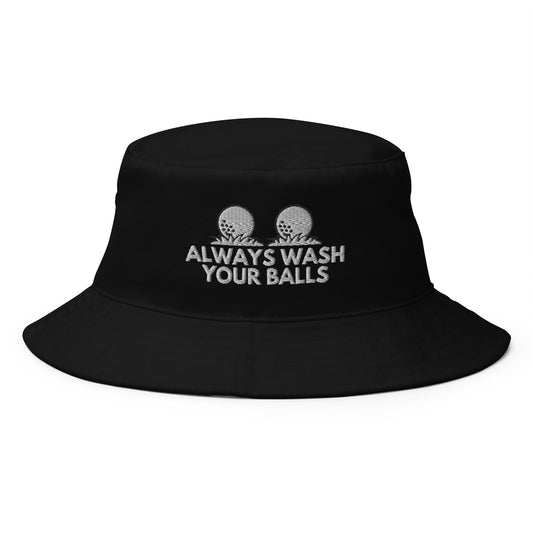 Funny Golfer Gifts  Bucket Hat Black Always Wash Your Balls Hat Bucket Hat