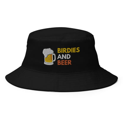 Funny Golfer Gifts  Bucket Hat Black Birdies and Beer Bucket Hat