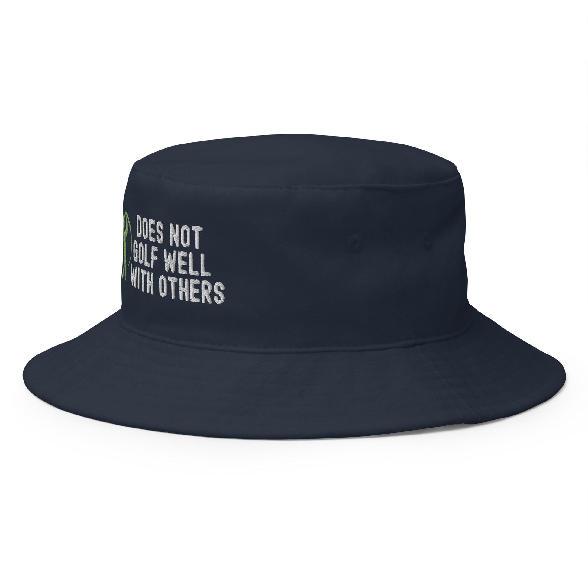 Funny Golfer Gifts  Bucket Hat Does Not Golf Well With Others Bucket Hat