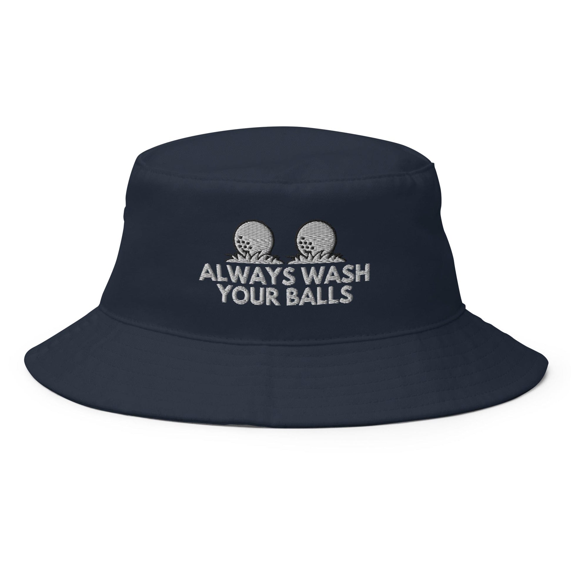 Funny Golfer Gifts  Bucket Hat Navy Always Wash Your Balls Hat Bucket Hat