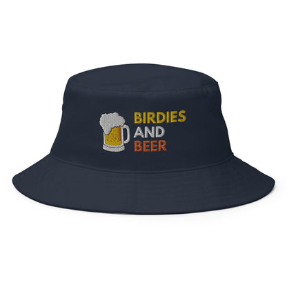 Funny Golfer Gifts  Bucket Hat Navy Birdies and Beer Bucket Hat