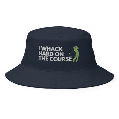 Funny Golfer Gifts  Bucket Hat Navy I Whack Hard On The Course Bucket Hat