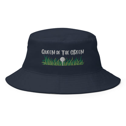 Funny Golfer Gifts  Bucket Hat Navy Queen Of The Green Bucket Hat