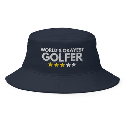 Funny Golfer Gifts  Bucket Hat Navy Worlds Okayest Golfer Hat Bucket Hat
