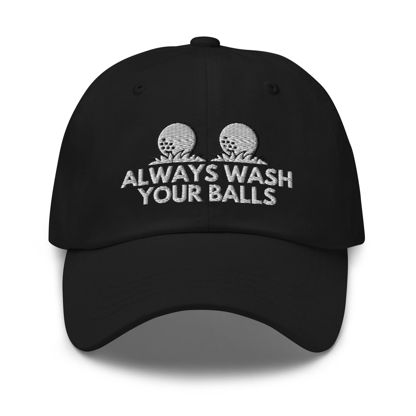 Funny Golfer Gifts  Dad Cap Black Always Wash Your Balls Hat Cap