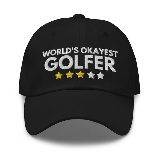 Funny Golfer Gifts  Dad Cap Black Worlds Okayest Golfer Hat Cap