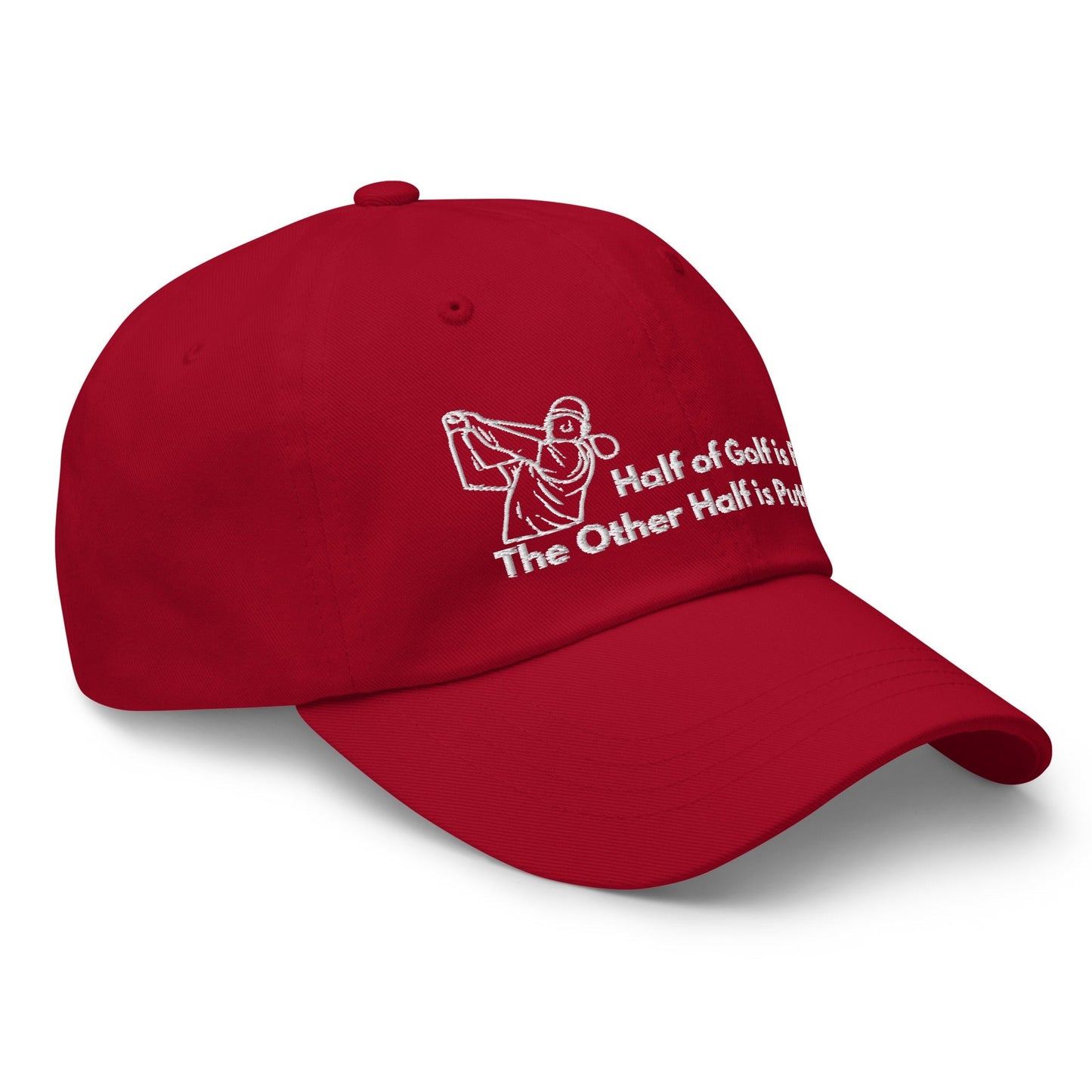 Funny Golfer Gifts  Dad Cap Cranberry Half of Golf is Fun