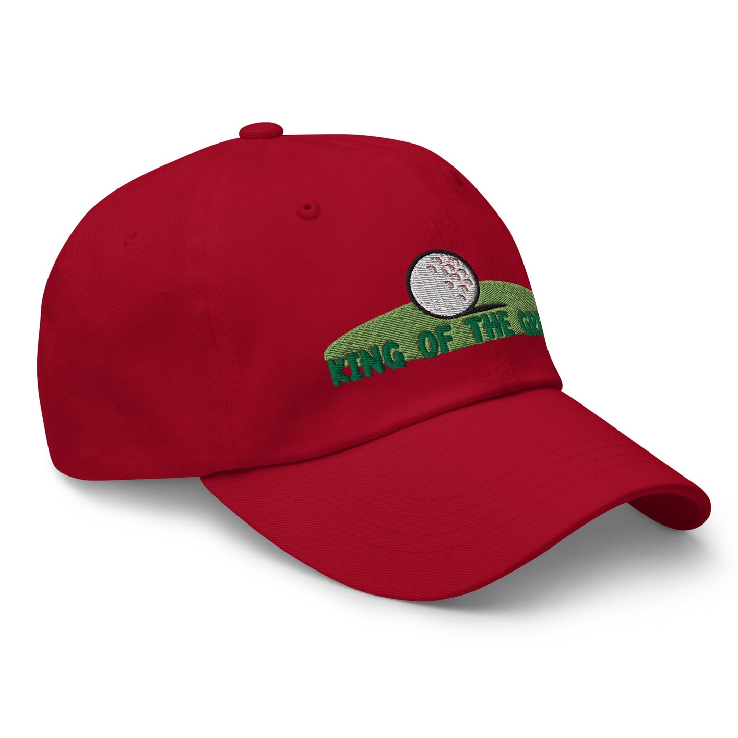 Funny Golfer Gifts  Dad Cap Cranberry King of the Green Cap