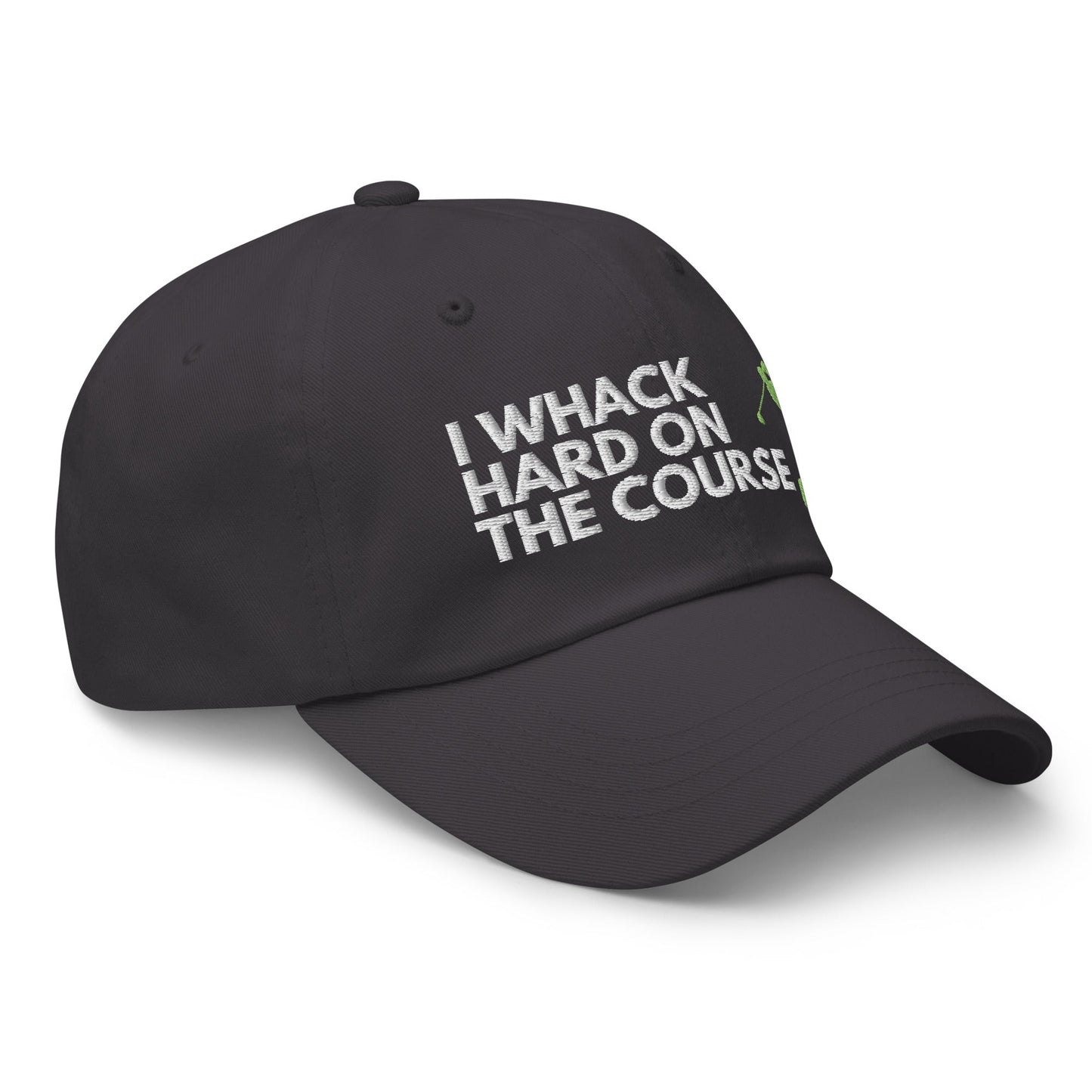 Funny Golfer Gifts  Dad Cap Dark Grey I Whack Hard On The Course Cap