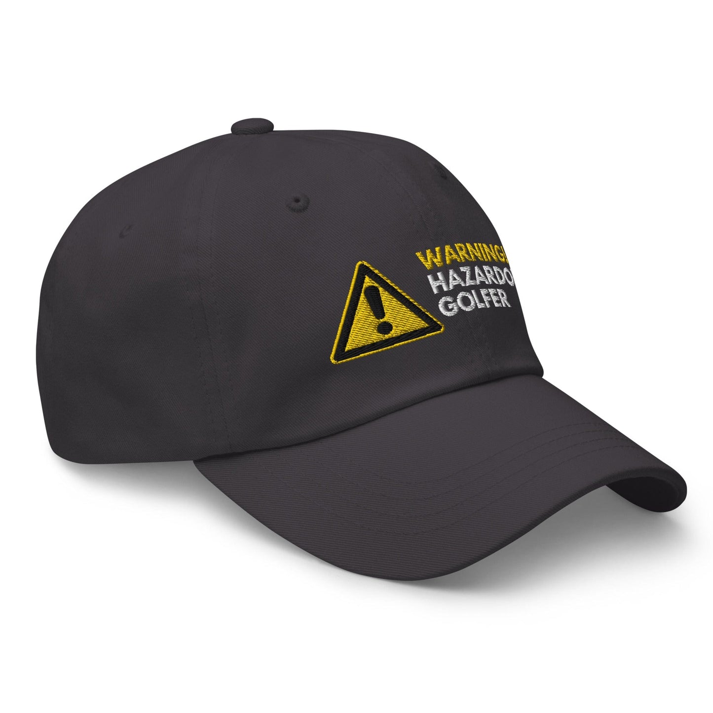 Funny Golfer Gifts  Dad Cap Dark Grey Warning Hazardous Golfer Cap