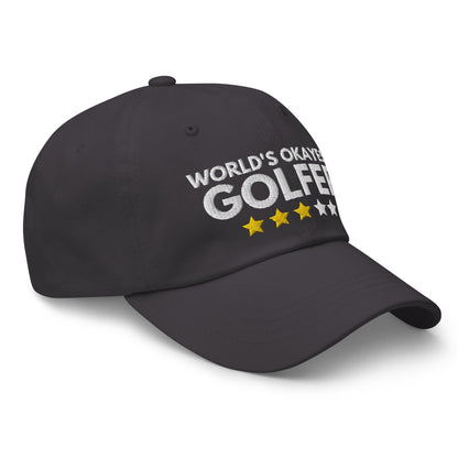 Funny Golfer Gifts  Dad Cap Dark Grey Worlds Okayest Golfer Hat Cap