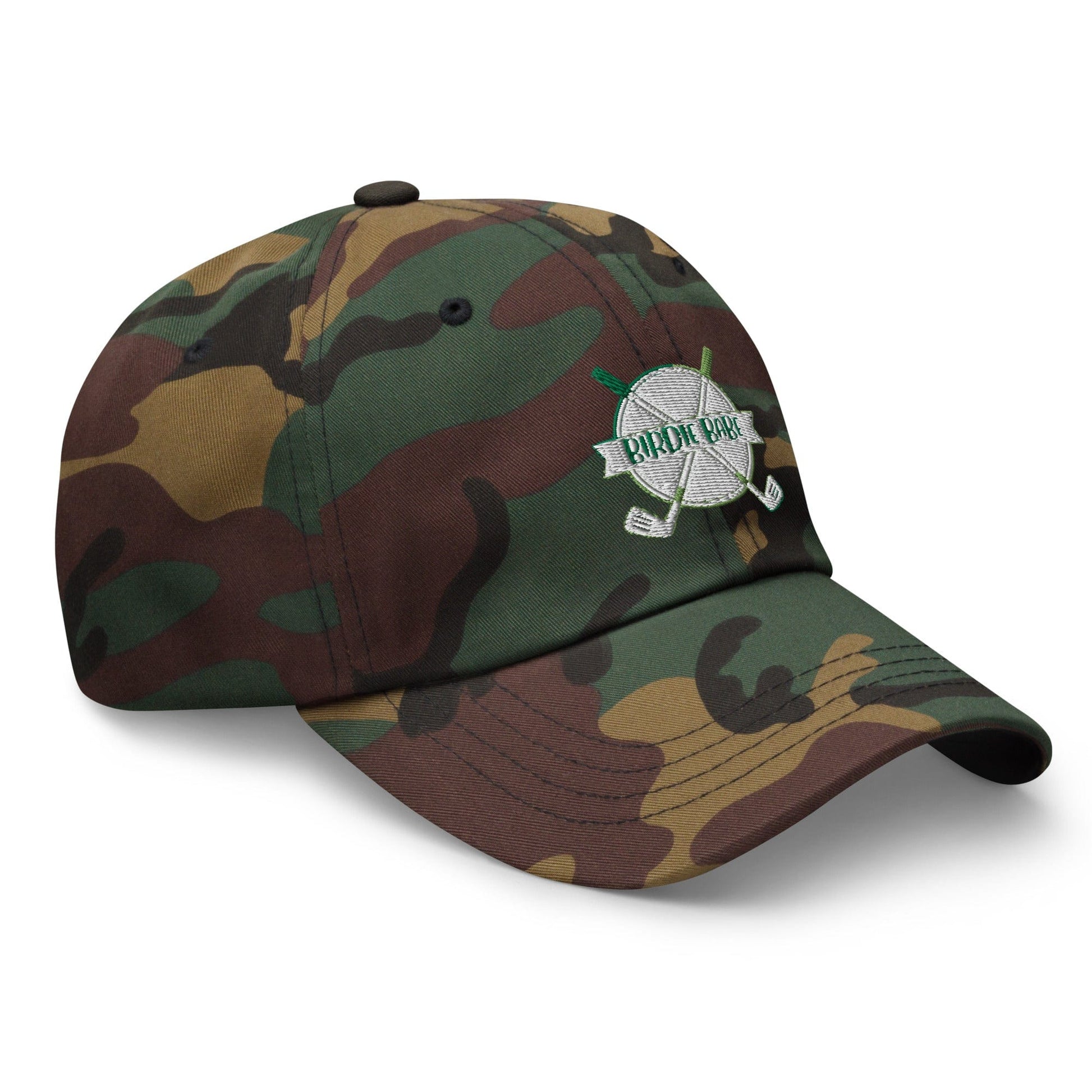 Funny Golfer Gifts  Dad Cap Green Camo Birdie Babe Cap