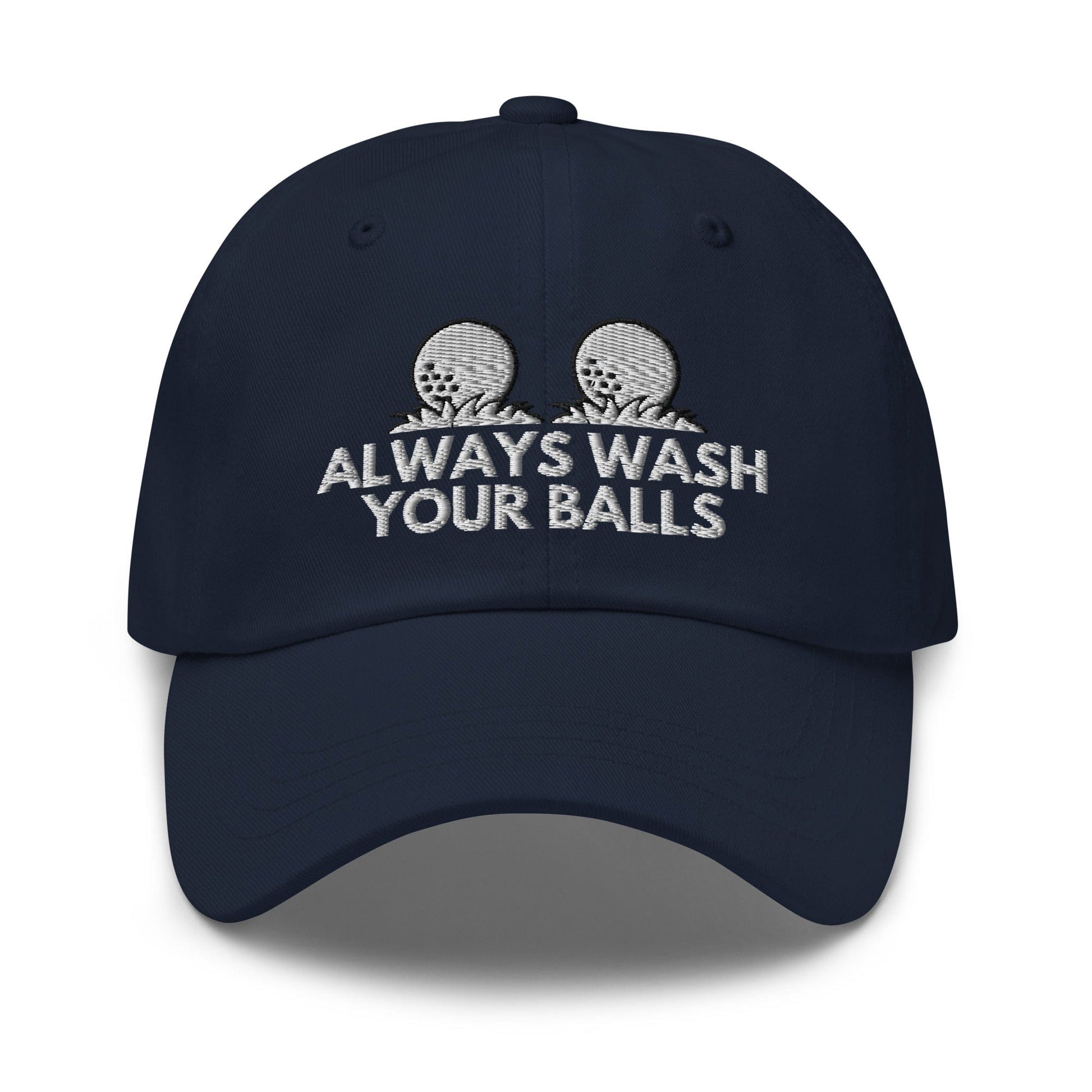 Funny Golfer Gifts  Dad Cap Navy Always Wash Your Balls Hat Cap