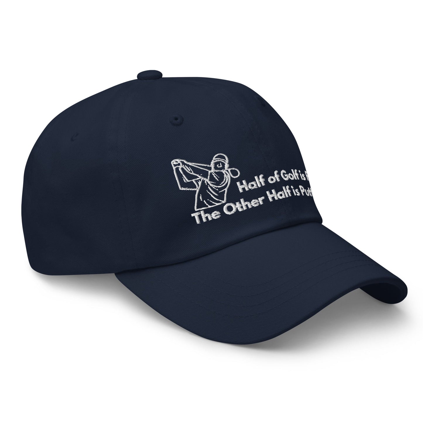 Funny Golfer Gifts  Dad Cap Navy Half of Golf is Fun