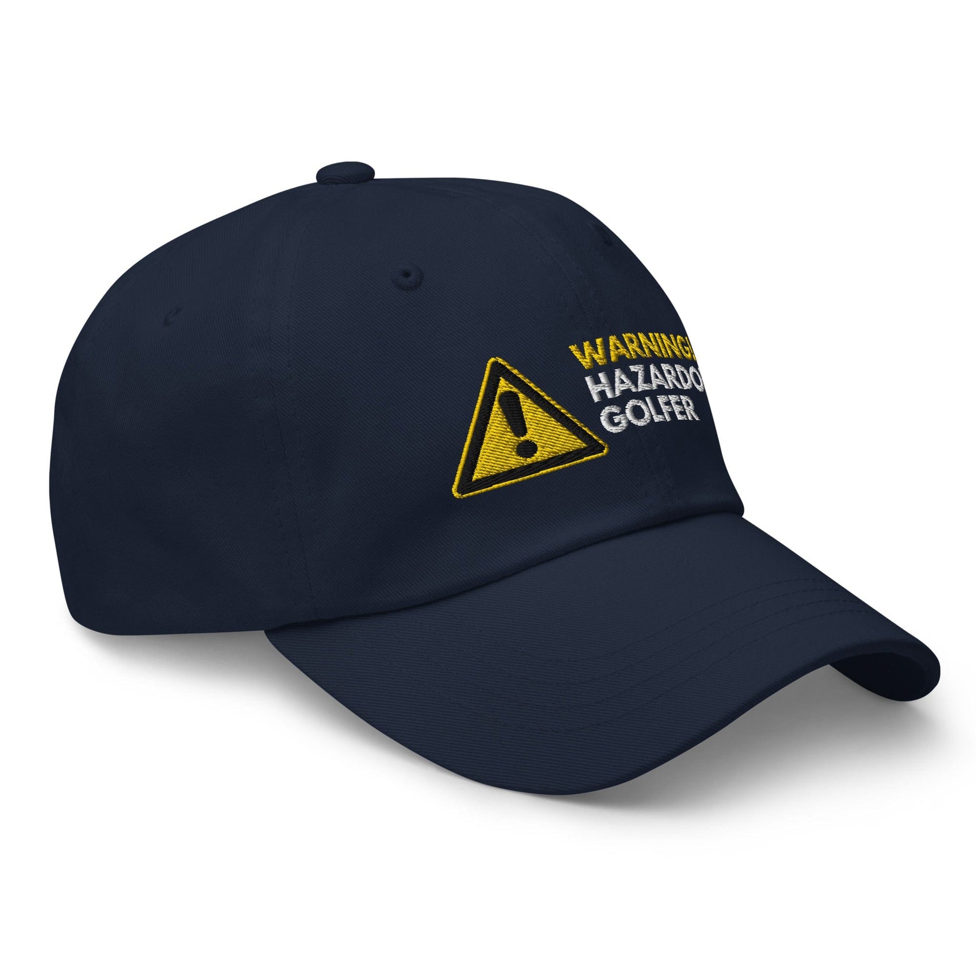 Funny Golfer Gifts  Dad Cap Navy Warning Hazardous Golfer Cap