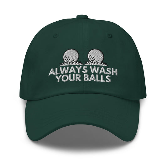 Funny Golfer Gifts  Dad Cap Spruce Always Wash Your Balls Hat Cap