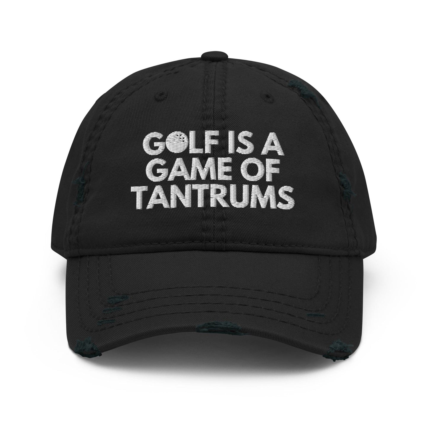 Funny Golfer Gifts  Distressed Cap Black Golf Is A Game Of Tantrums Hat Distressed Hat