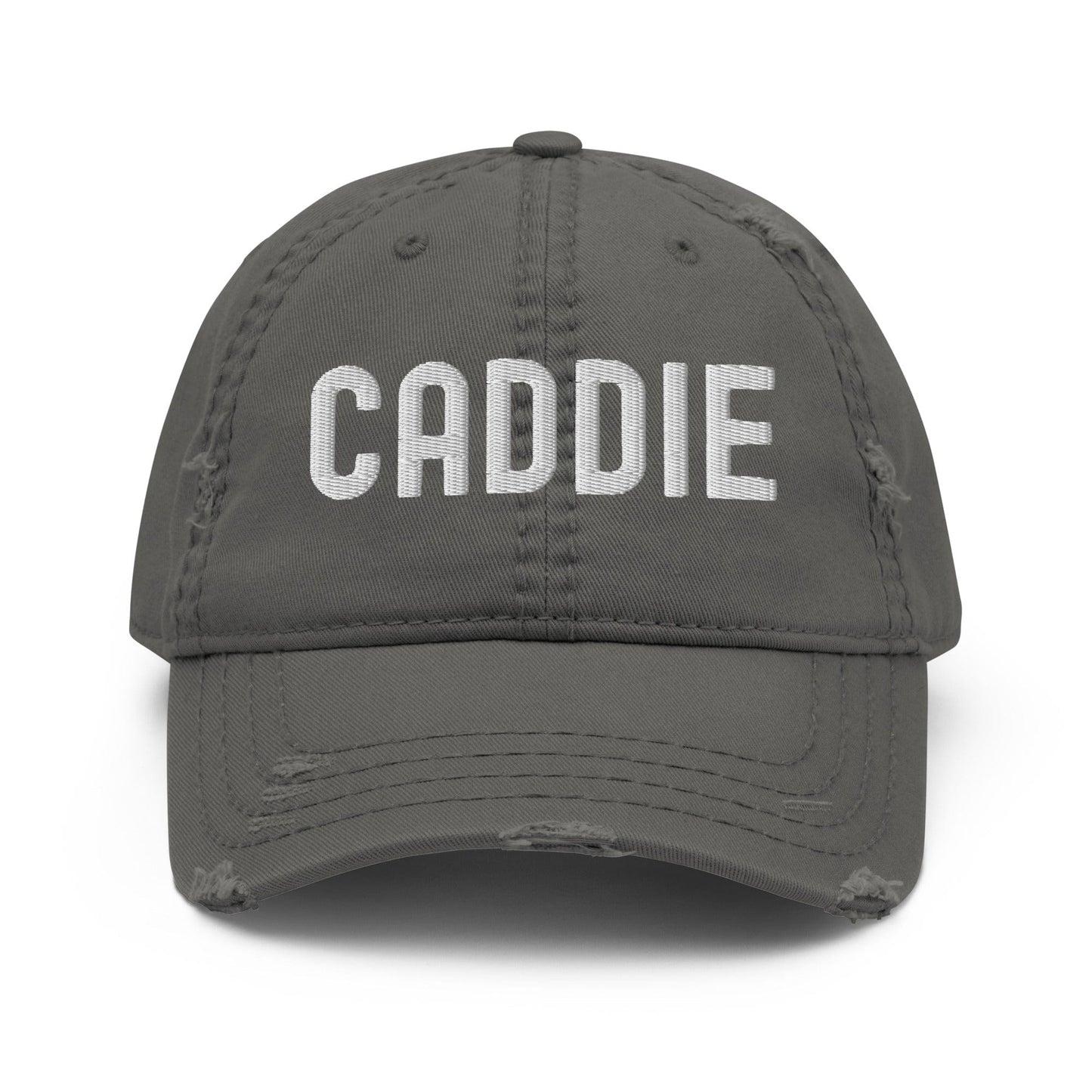 Funny Golfer Gifts  Distressed Cap Charcoal Grey Caddie Distressed Hat