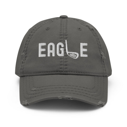 Funny Golfer Gifts  Distressed Cap Charcoal Grey Eagle Hat Distressed Hat