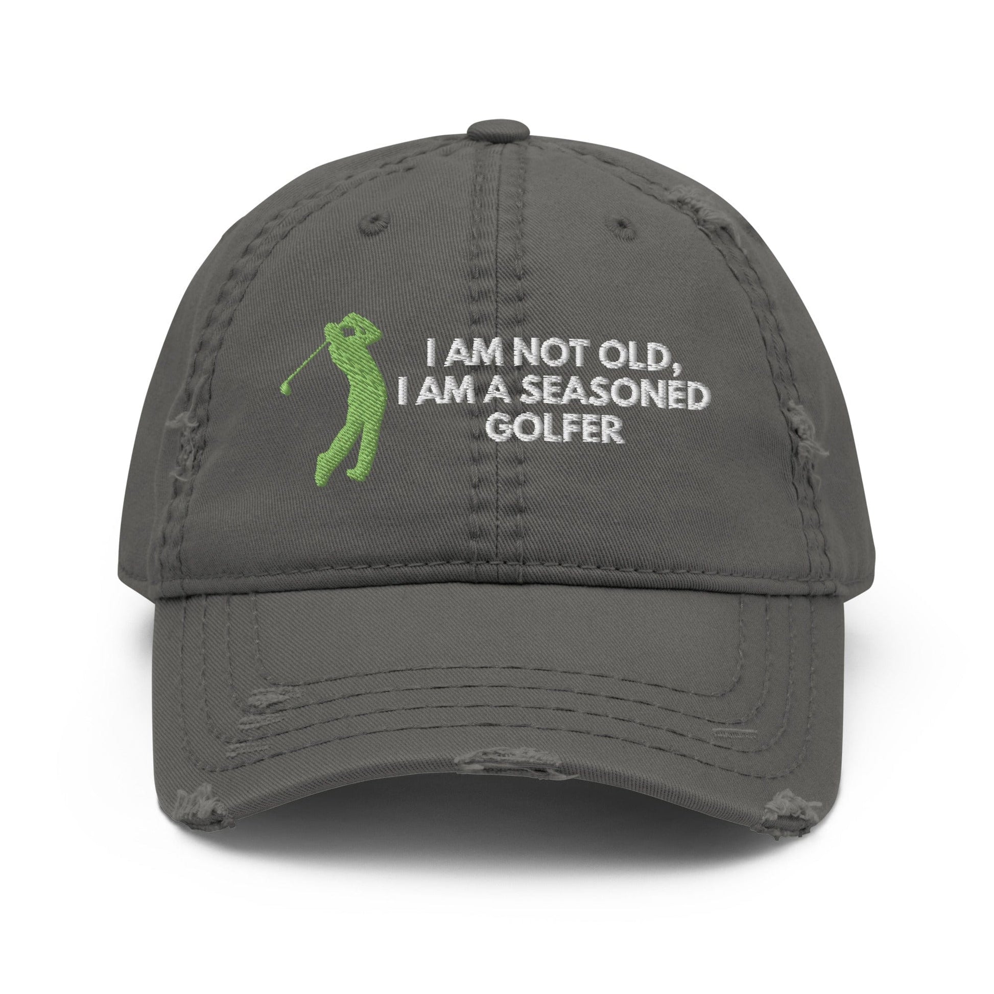 Funny Golfer Gifts  Distressed Cap Charcoal Grey Im Not Old I Am A Seasoned Golfer Hat Distressed Hat