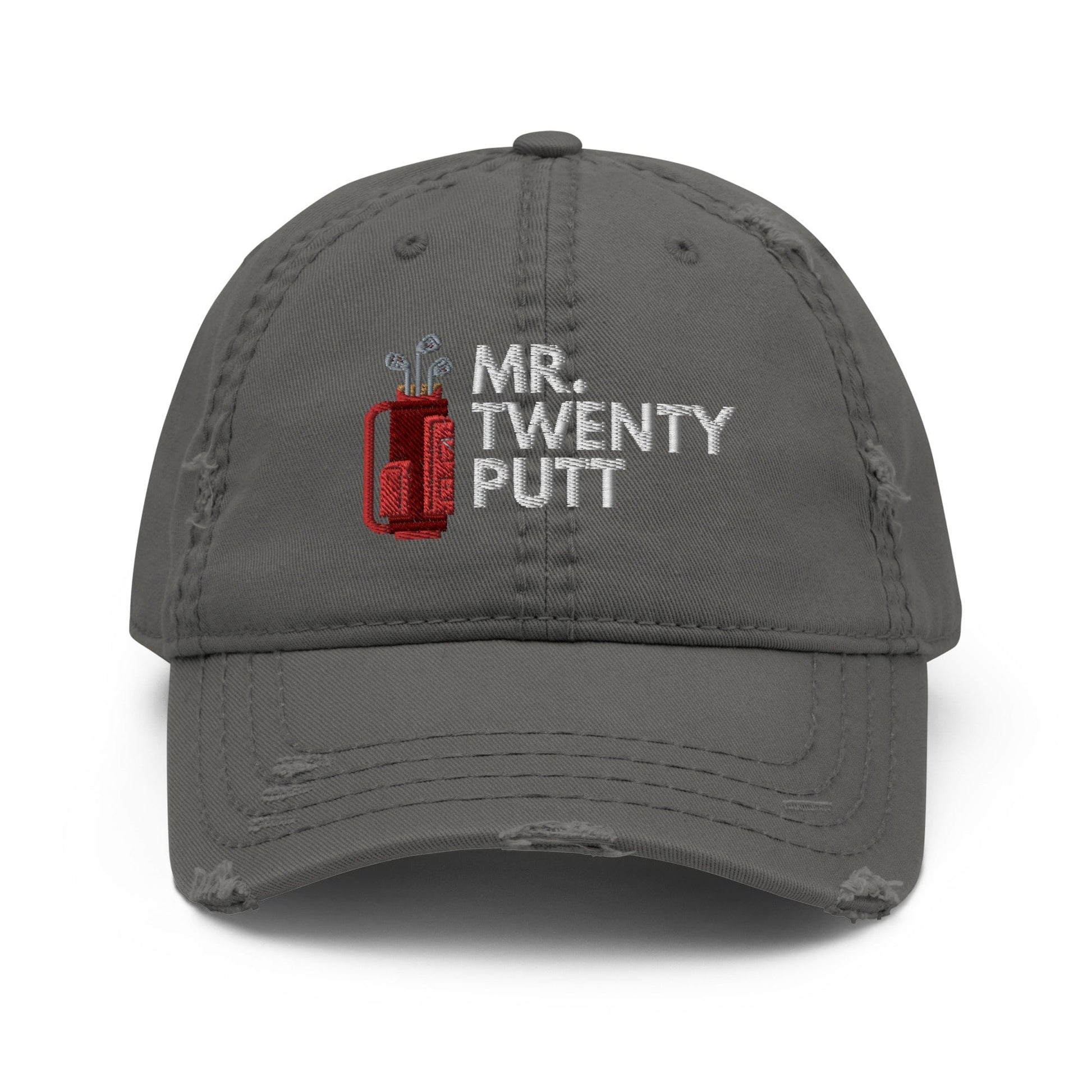 Funny Golfer Gifts  Distressed Cap Charcoal Grey Mr. Twenty Putt Distressed Hat